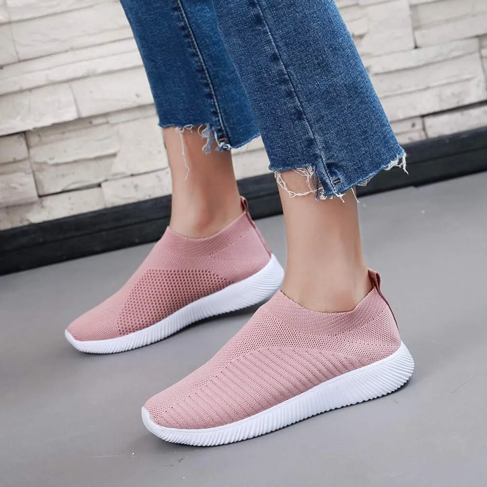 DESESE Womens Walking Shoes Slip On Casual Mesh Breathable Running Sneakers Lightweight Tennis Yoga Shoes Comfort Elastic Sock Loafers Non-Slip Fall Shoes