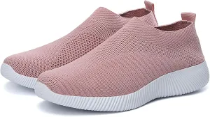 DESESE Womens Walking Shoes Slip On Casual Mesh Breathable Running Sneakers Lightweight Tennis Yoga Shoes Comfort Elastic Sock Loafers Non-Slip Fall Shoes