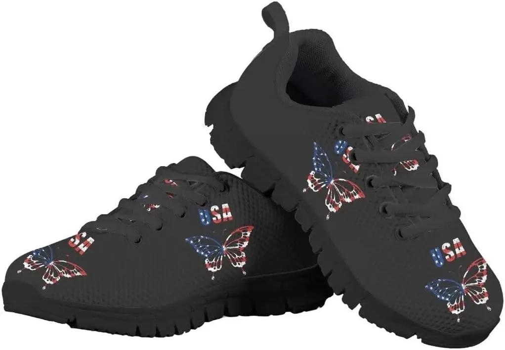 Dolyues Pink Leopard Kids Shoes Black Sloe Breathe Comfortable Girls Shoes Size 11.5