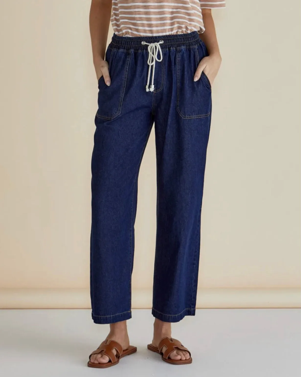 Drapey Denim Jogger - Sapphire