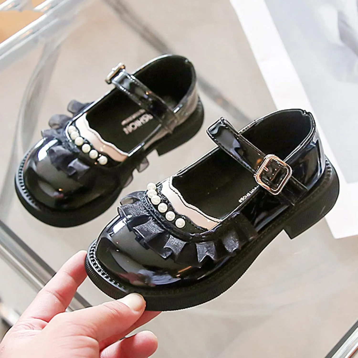 Fashion Spring Summer Children Casual Shoes Girls Leather Shoes Dress Shoes Comfortable Pearl Lace Boots Girls