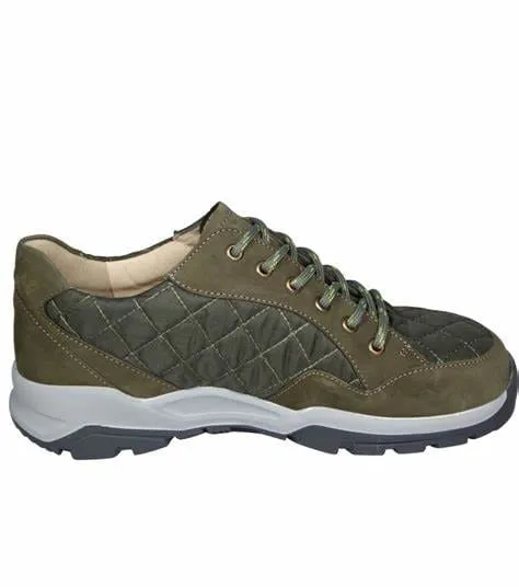 Finn Comfort Women's Tessin Quilted Shoes- Olive/ Nubuck