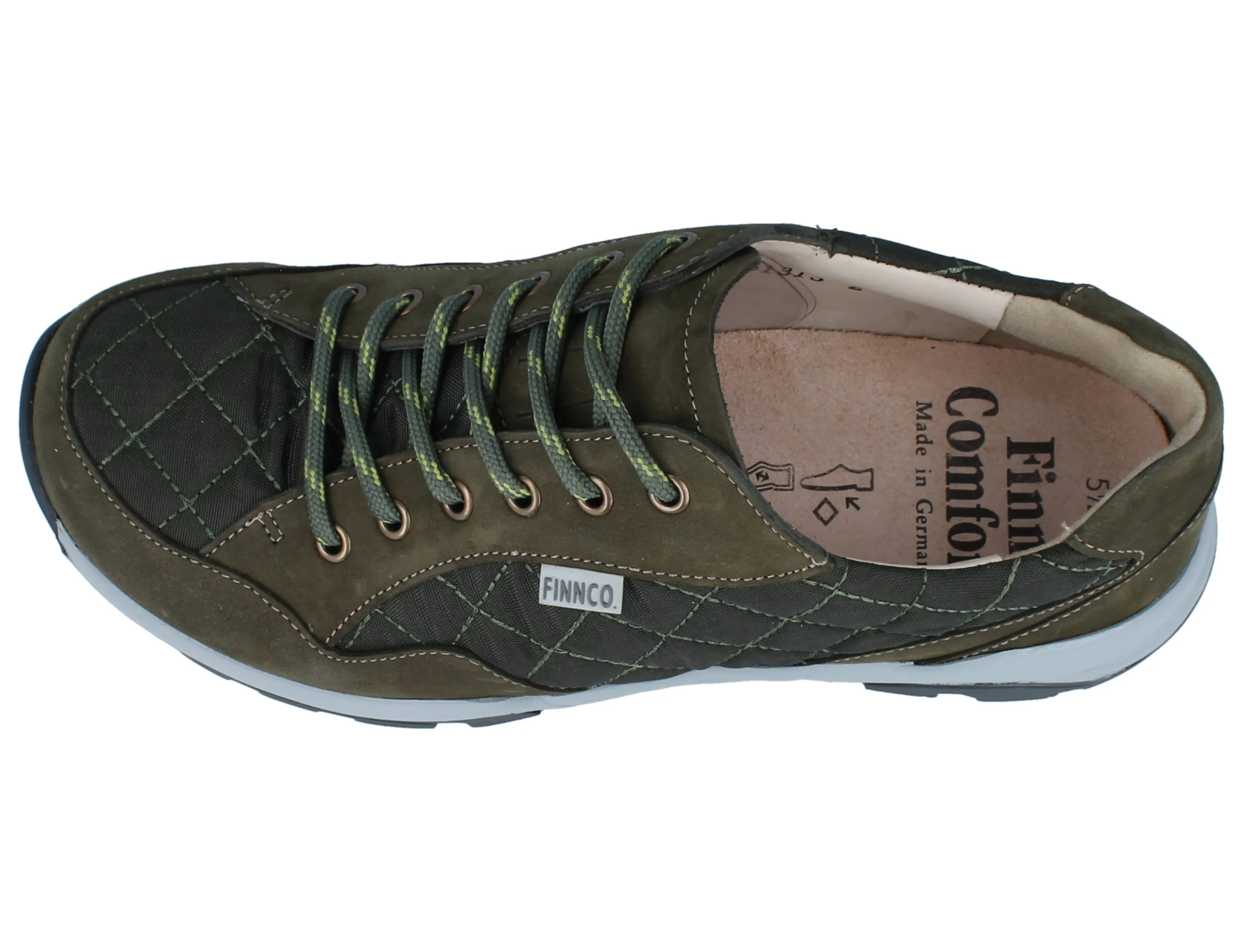 Finn Comfort Women's Tessin Quilted Shoes- Olive/ Nubuck