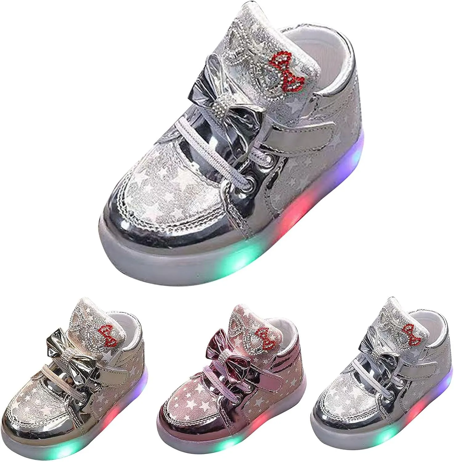 Flashing Sports Shoes for Kids Light-Up Trainers Fashion Glowing Lighted Athletic Shoes Soft High Top Sneakers