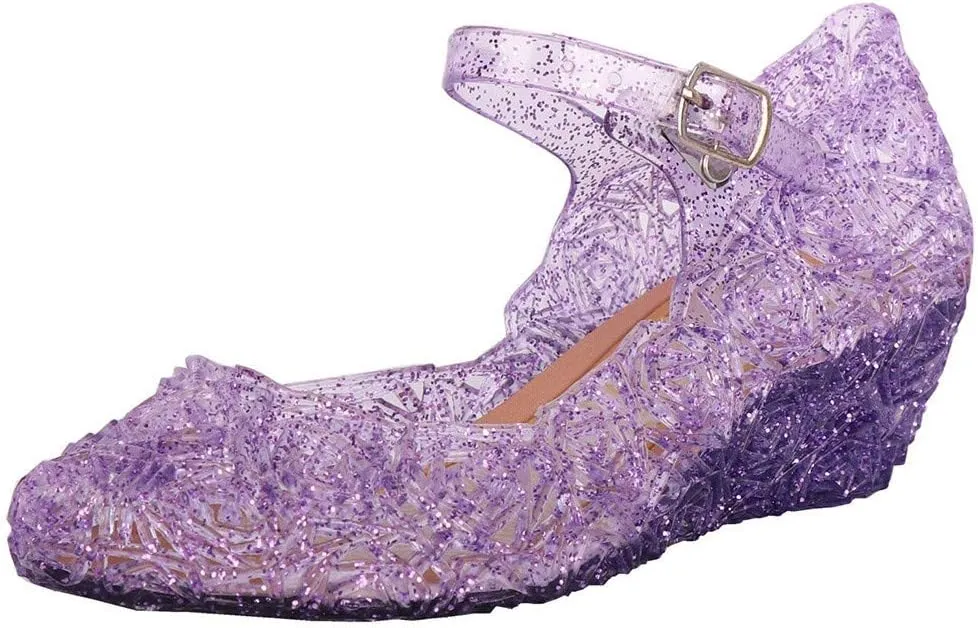 Girls Chunky Heels Jelly Sandals Dress Up Birthday Party Evening Dance Single Shoes Kids Toddler Strap Mary Jane