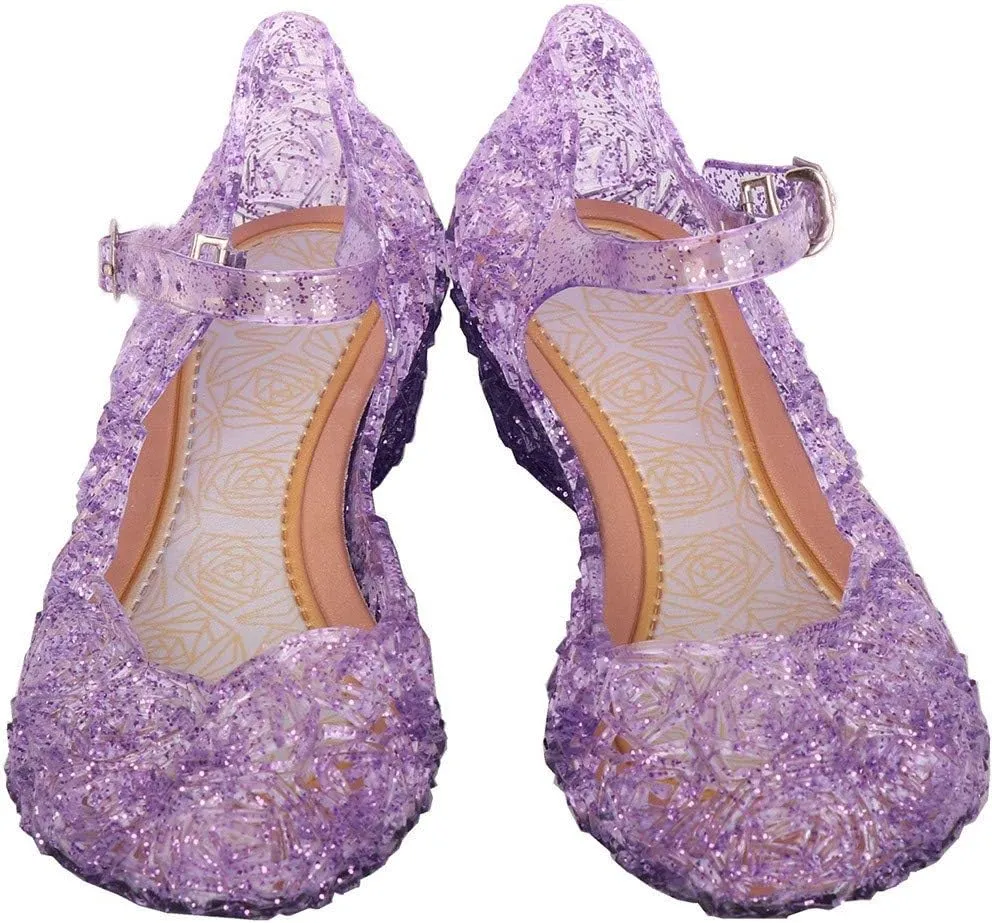 Girls Chunky Heels Jelly Sandals Dress Up Birthday Party Evening Dance Single Shoes Kids Toddler Strap Mary Jane