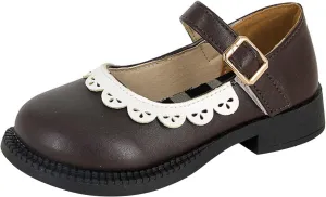 Girls Closed Toe Mary Jane School Uniform Shoes Toddler Flower Girl Dress Shoes Low Heels for Party Dress Shoes Girls