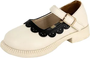 Girls Closed Toe Mary Jane School Uniform Shoes Toddler Flower Girl Dress Shoes Low Heels for Party Wedding
