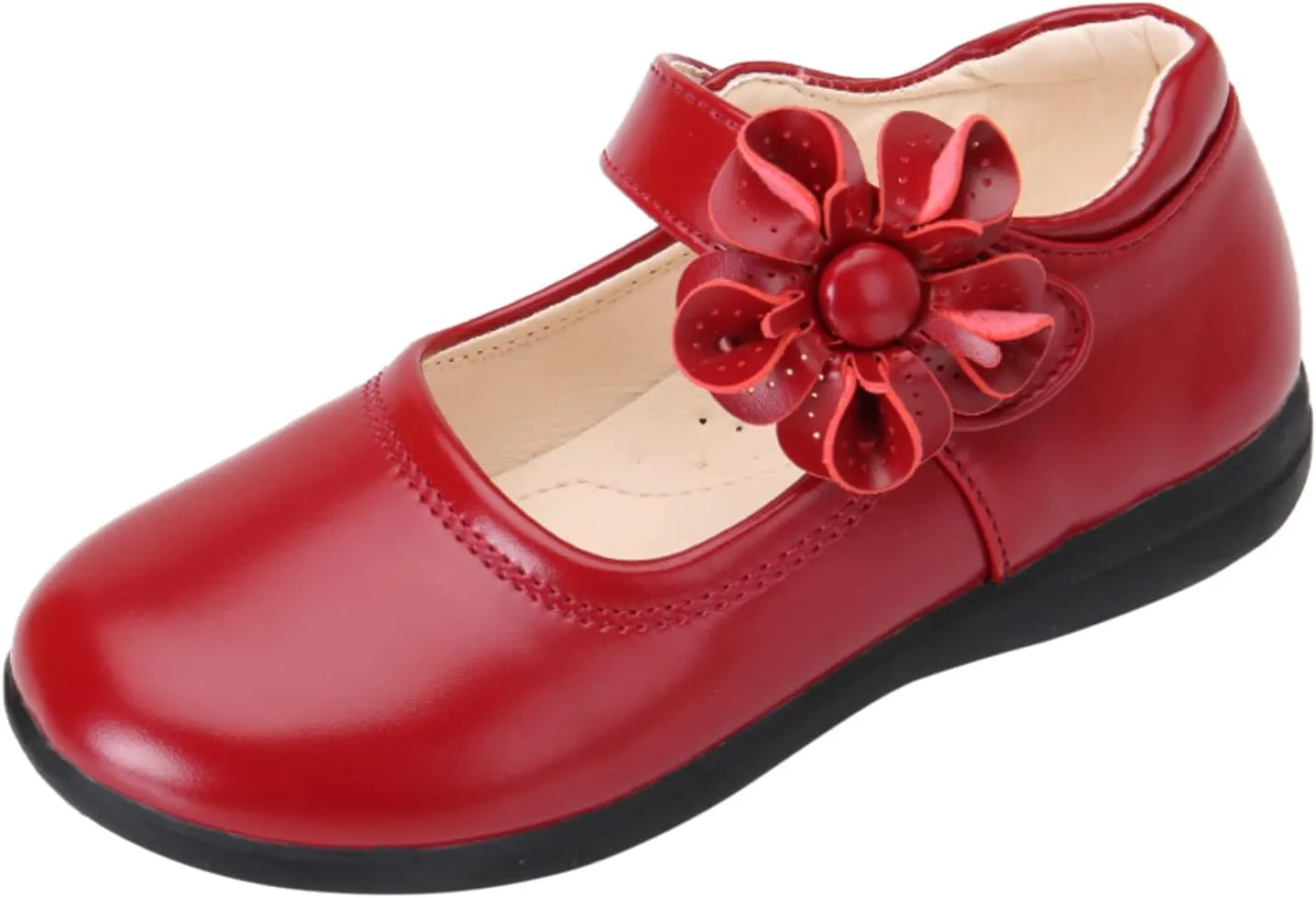 Girls Dress Shoes Mary Jane Heels Flower Wedding Party Back to School Pump Shoes for Toddler Little Kid
