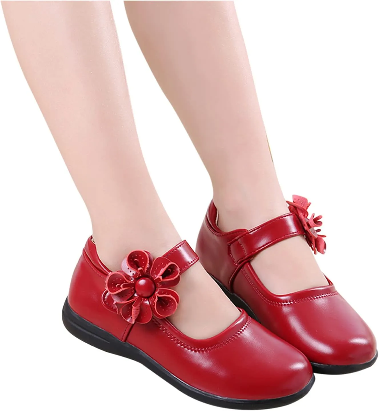 Girls Dress Shoes Mary Jane Heels Flower Wedding Party Back to School Pump Shoes for Toddler Little Kid