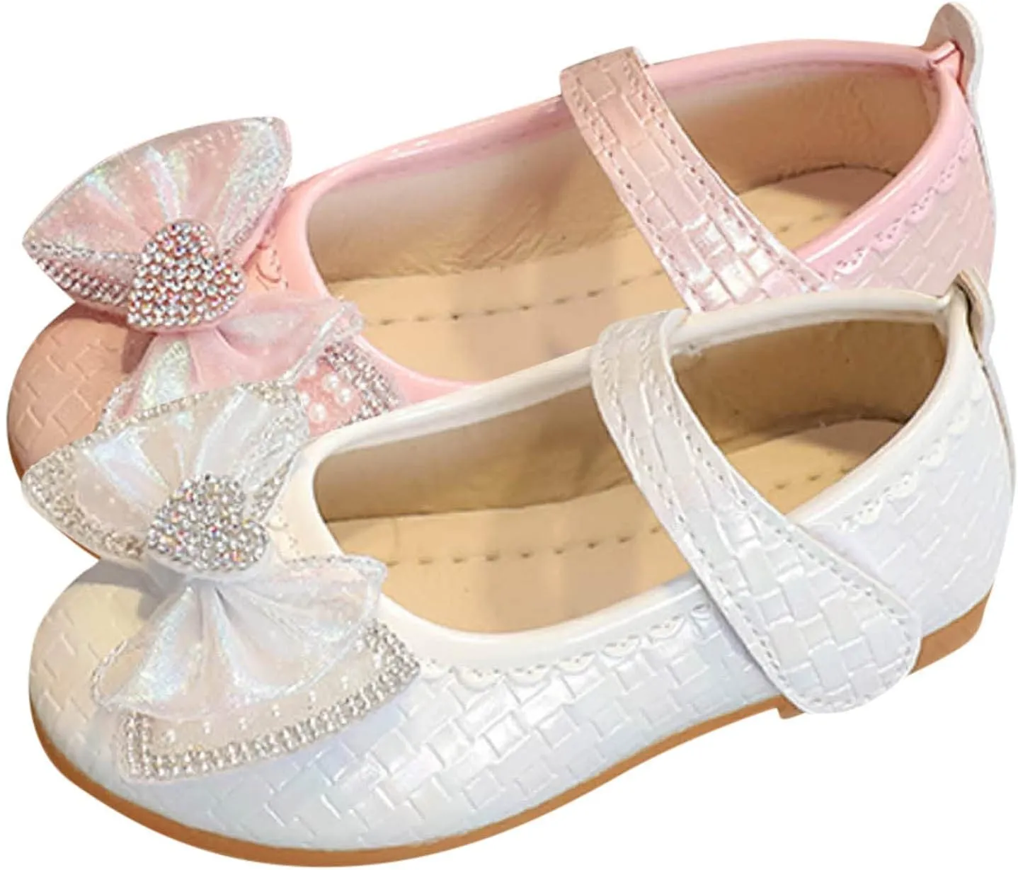 Girls Dress Shoes Mary Jane Shoes for Flower Wedding Party Prom Bowknot Ballet Flats Ankle Strap Slip On Sandal