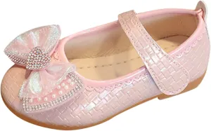 Girls Dress Shoes Mary Jane Shoes for Flower Wedding Party Prom Bowknot Ballet Flats Ankle Strap Slip On Sandal