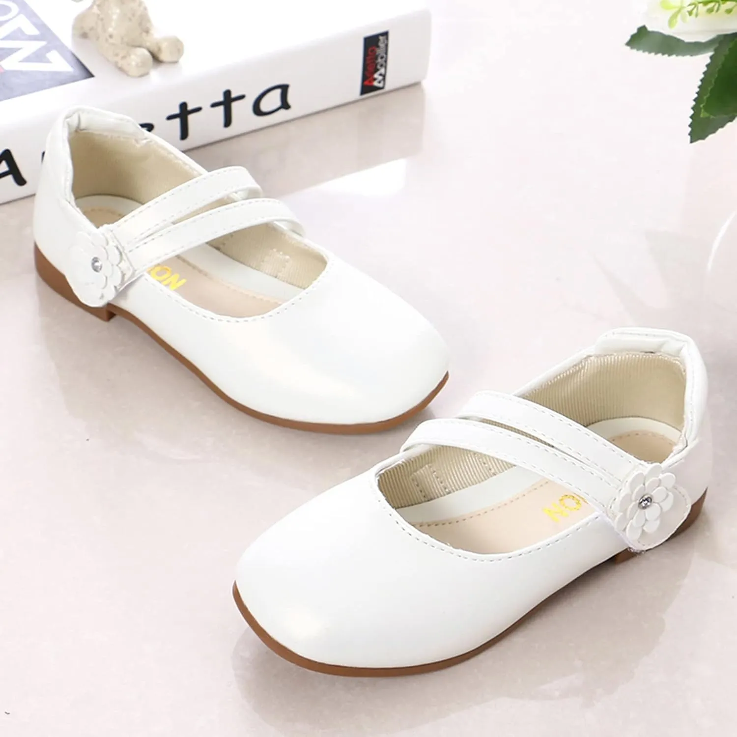 Girls Mary Jane Ballet Flats Flower Girl Dress Shoes Little Kids Flower Wedding Party Communion Shoes
