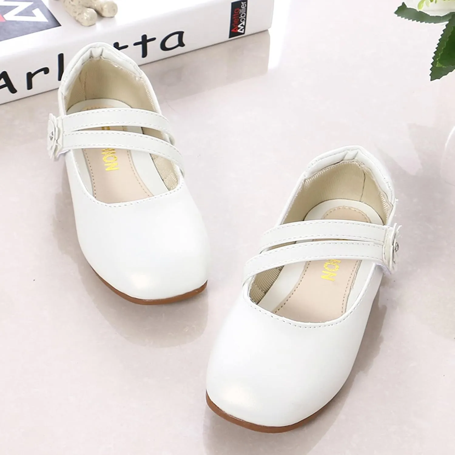 Girls Mary Jane Ballet Flats Flower Girl Dress Shoes Little Kids Flower Wedding Party Communion Shoes