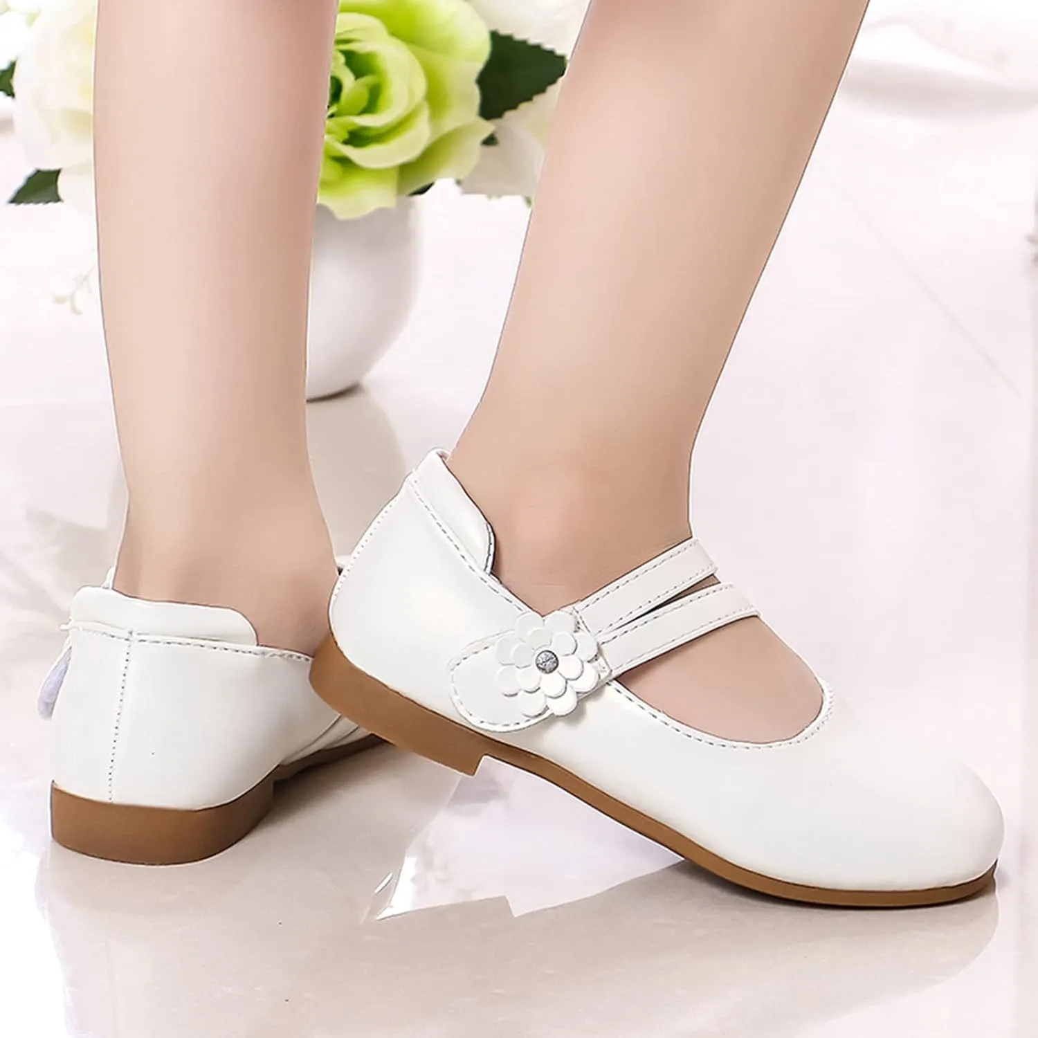 Girls Mary Jane Ballet Flats Flower Girl Dress Shoes Little Kids Flower Wedding Party Communion Shoes