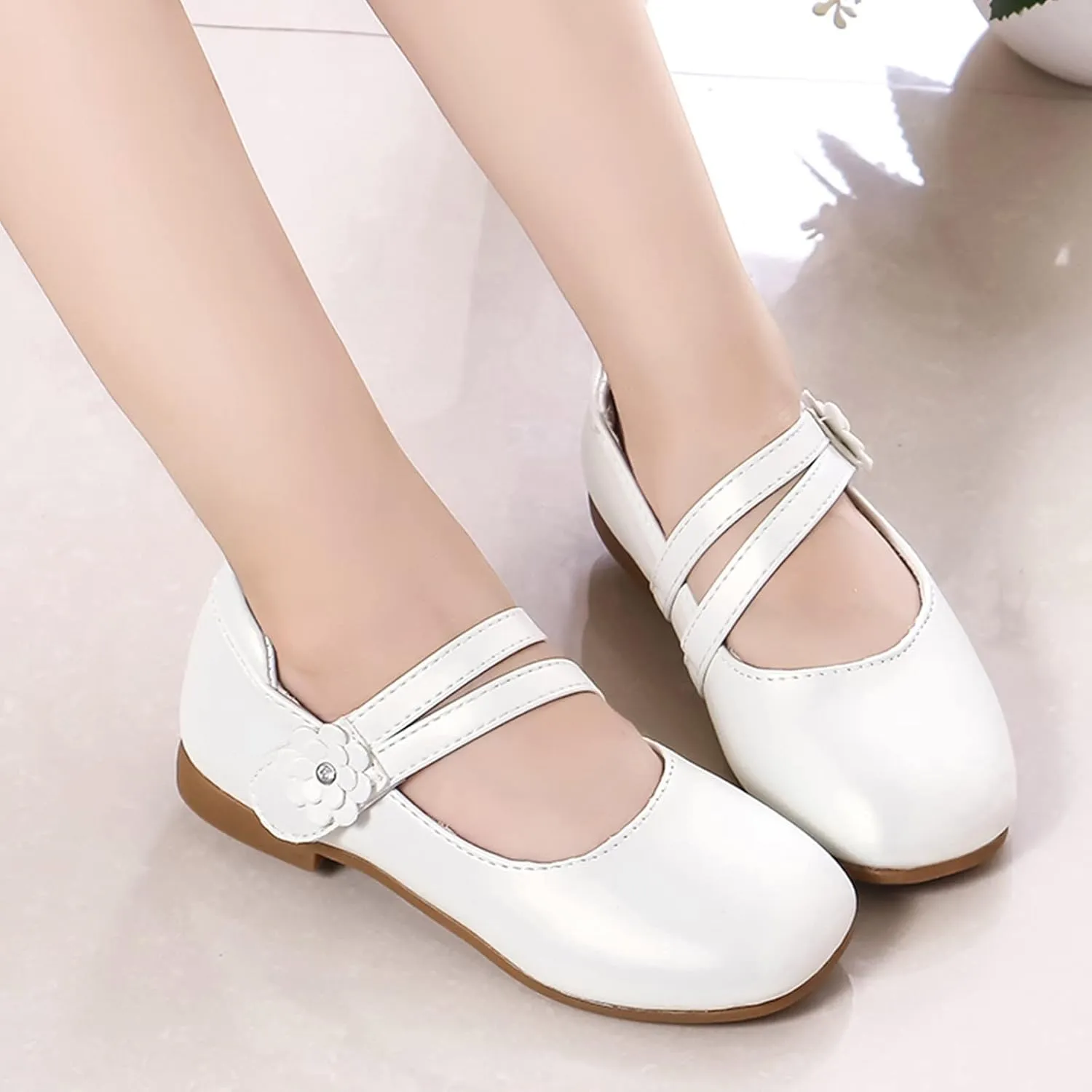 Girls Mary Jane Ballet Flats Flower Girl Dress Shoes Little Kids Flower Wedding Party Communion Shoes