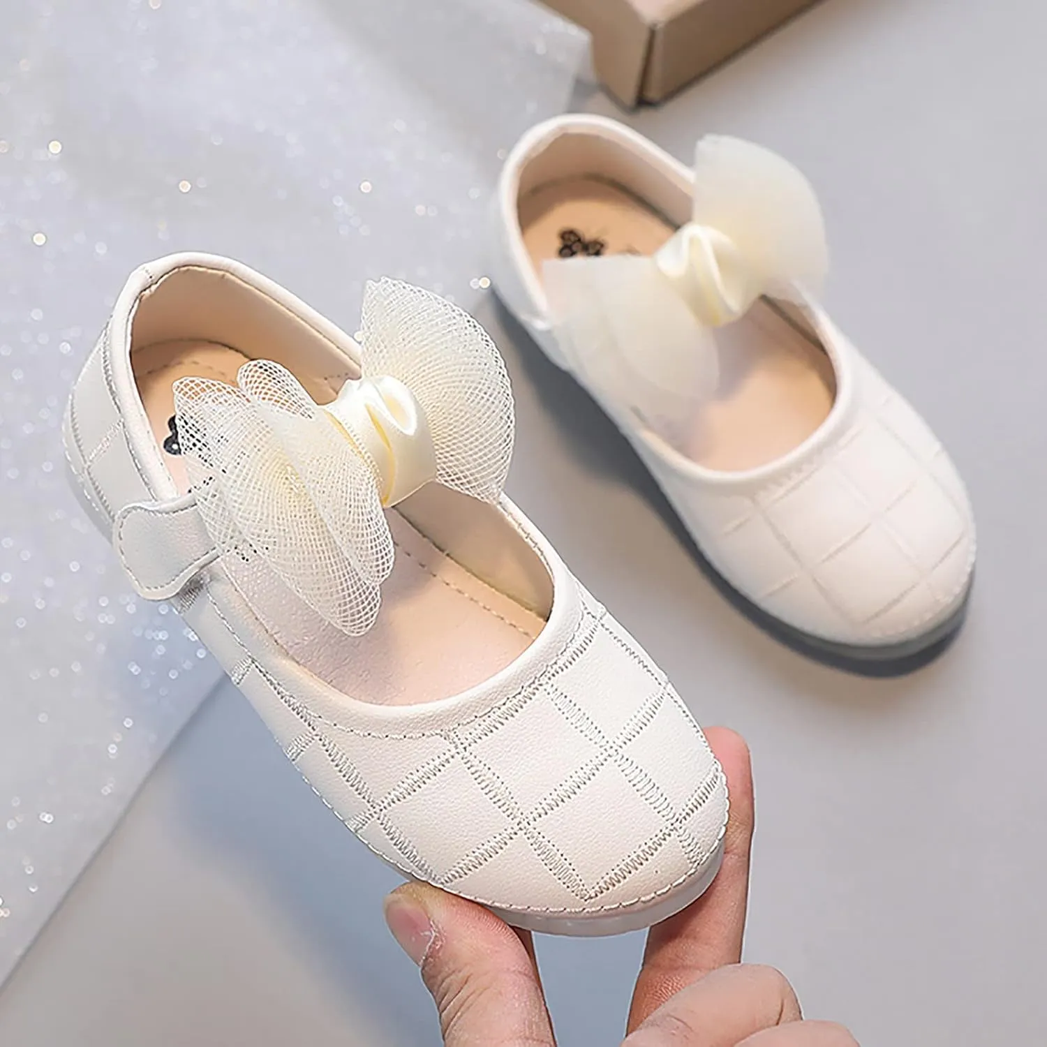 Girl's Mary Jane Dress Shoes Bow Flower Girl Shoes Ballet Flats for Party Wedding School Baby Shoes