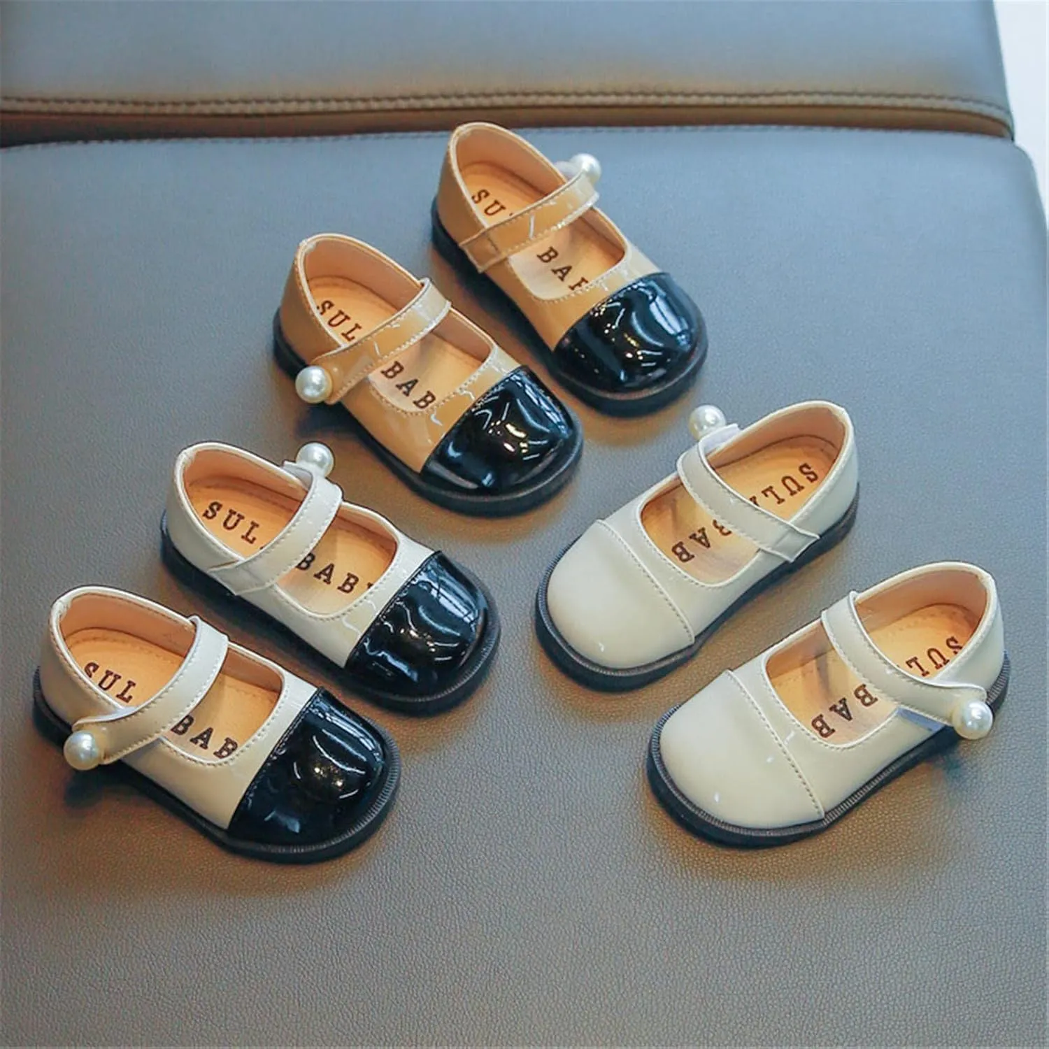 Girls Mary Jane Flats School Uniform Wedding Party Dress Shoes for Kids Ankle Strap Slip On Sandal