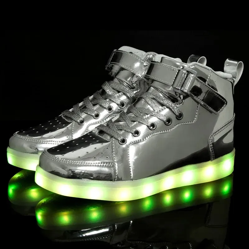 Glowing LED Sneakers Lights Flashing High Top Lantern Shoes Runners