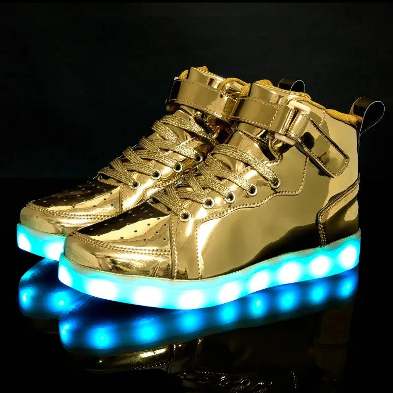 Glowing LED Sneakers Lights Flashing High Top Lantern Shoes Runners