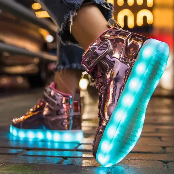 Glowing LED Sneakers Lights Flashing High Top Lantern Shoes Runners
