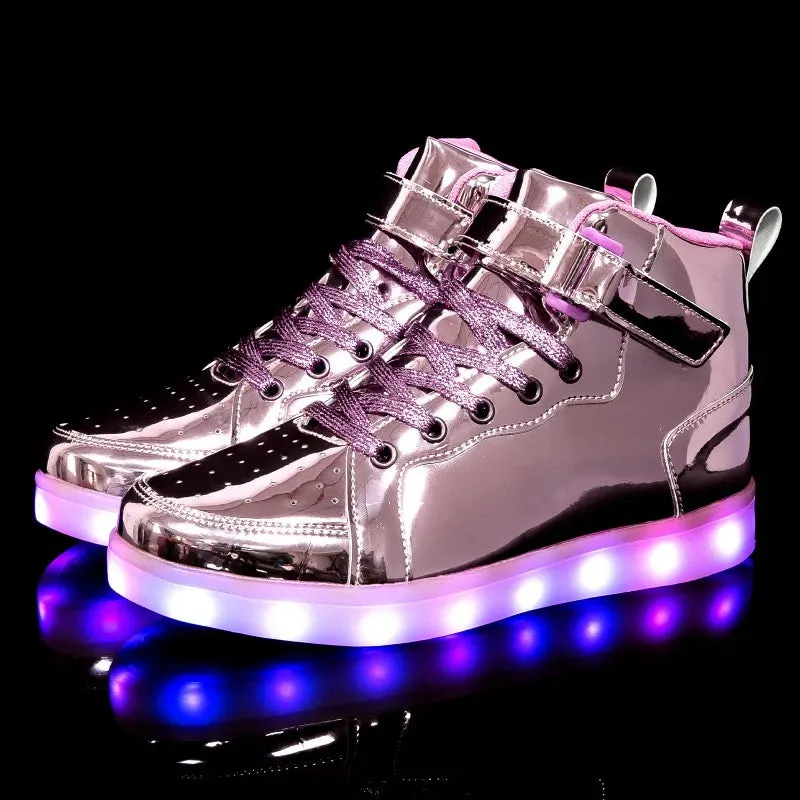 Glowing LED Sneakers Lights Flashing High Top Lantern Shoes Runners