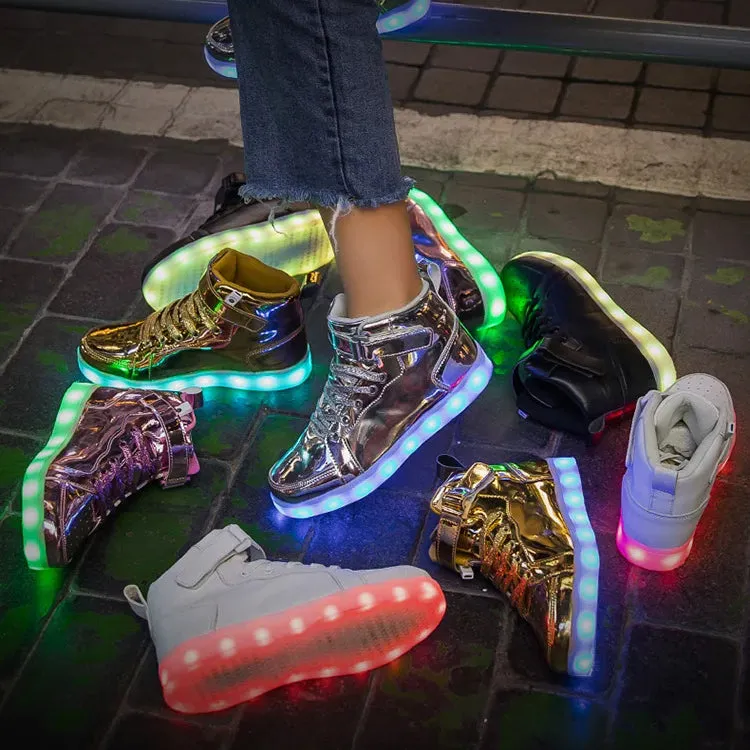 Glowing LED Sneakers Lights Flashing High Top Lantern Shoes Runners
