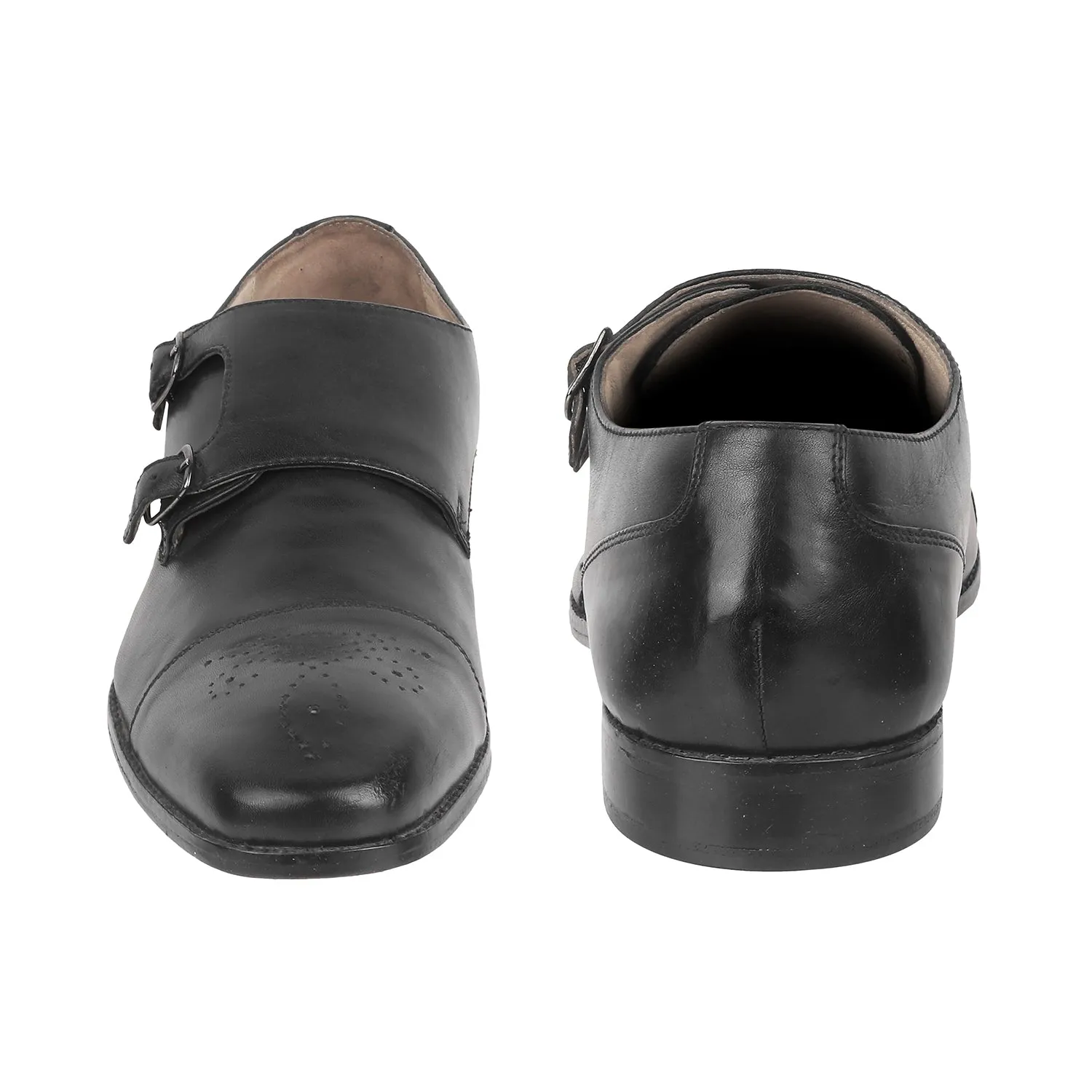 Gucinari - AMP <br> Big Size Regular Width Black Leather Slip-On Shoes For Men