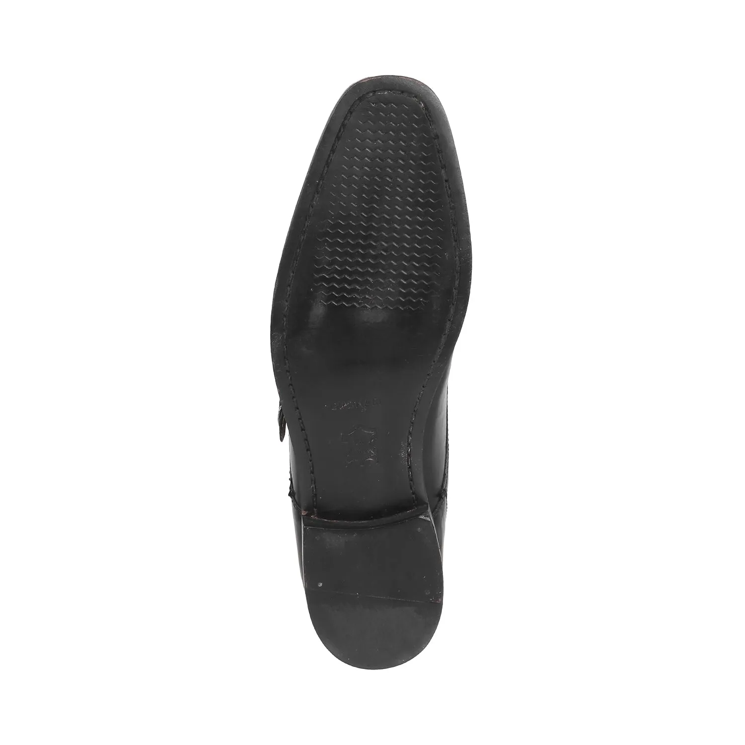 Gucinari - AMP <br> Big Size Regular Width Black Leather Slip-On Shoes For Men