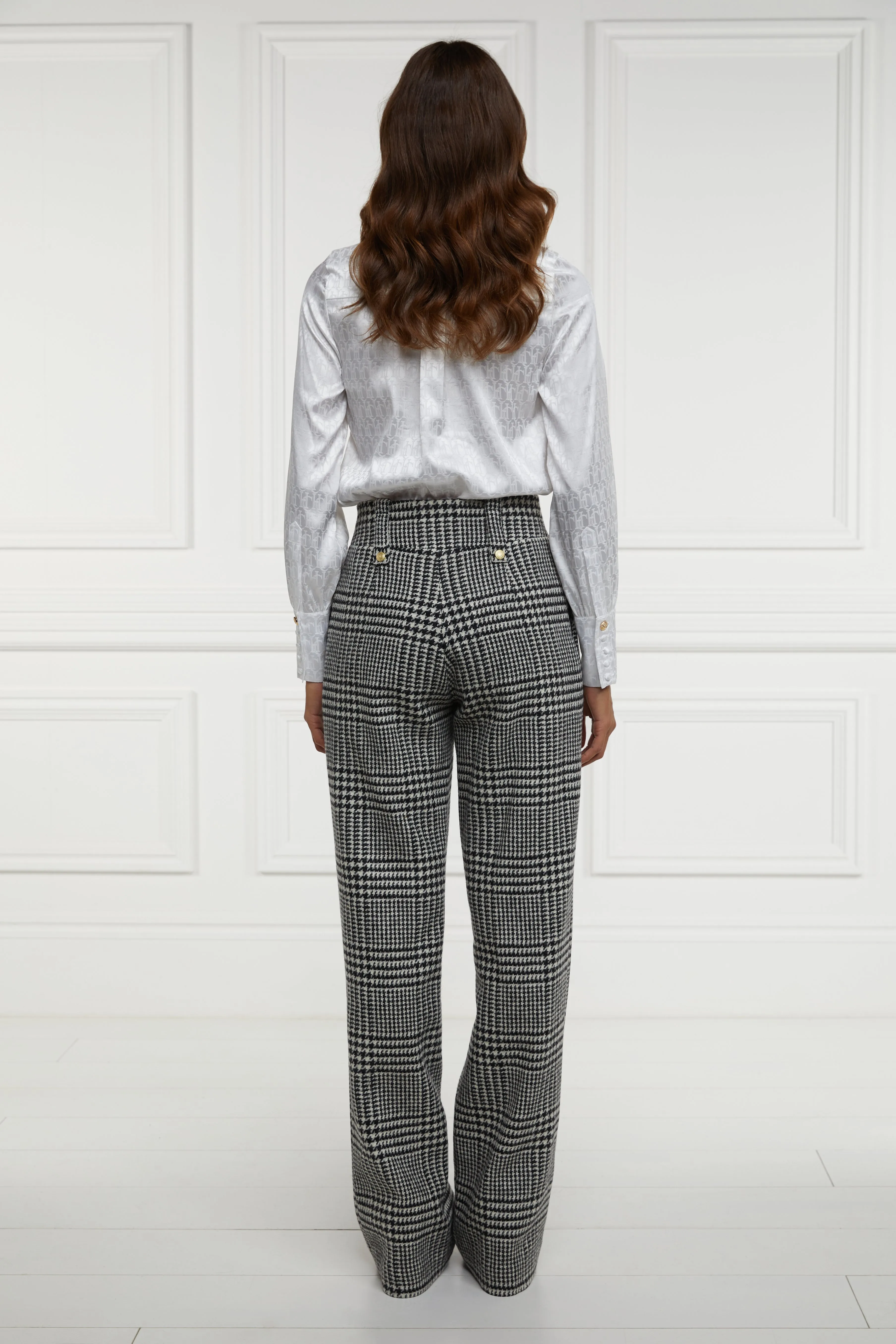 High Waisted Straight Trouser (Large Scale Prince of Wales Mono)
