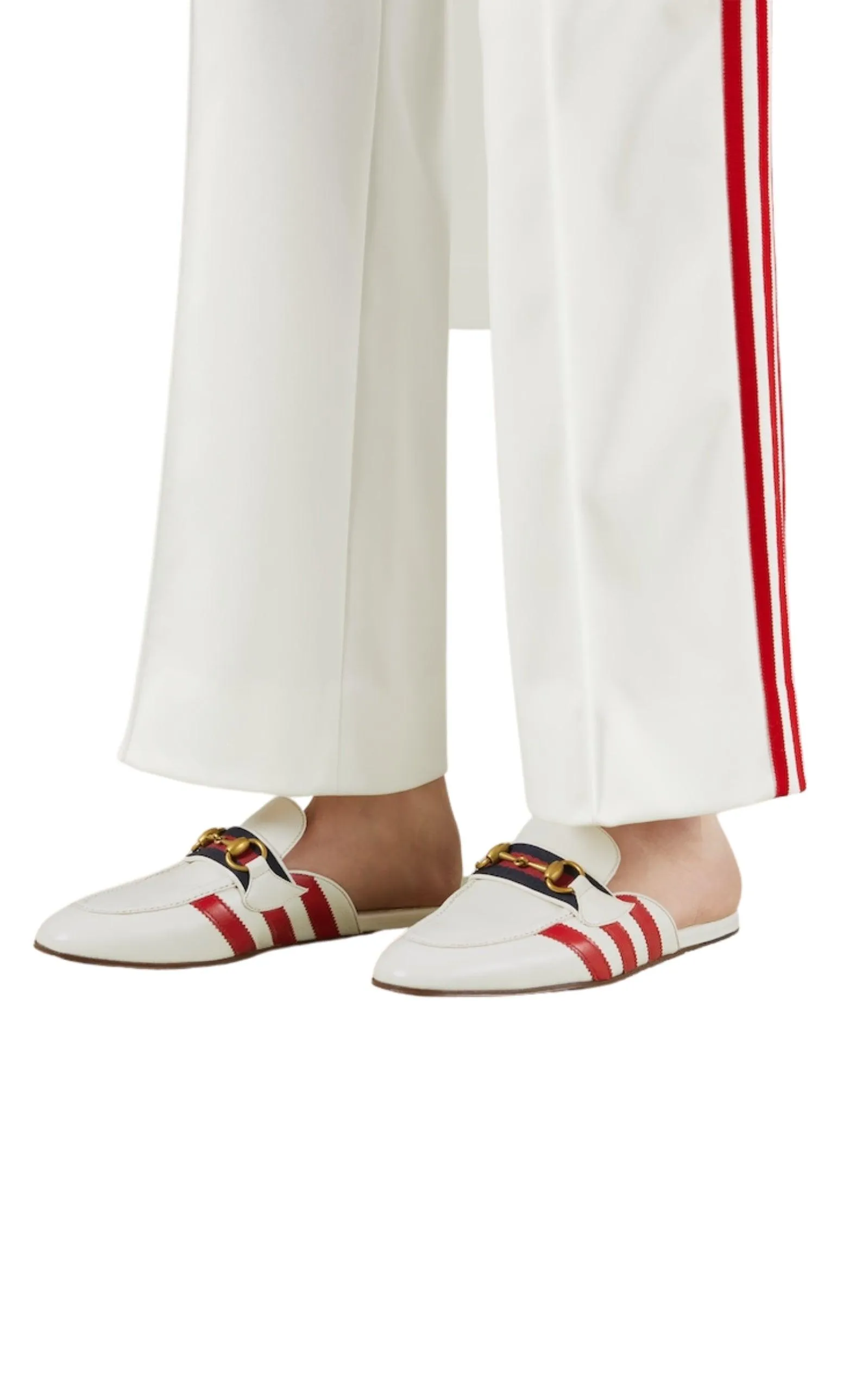 Horsebit x Adidas Leather Slipper in White