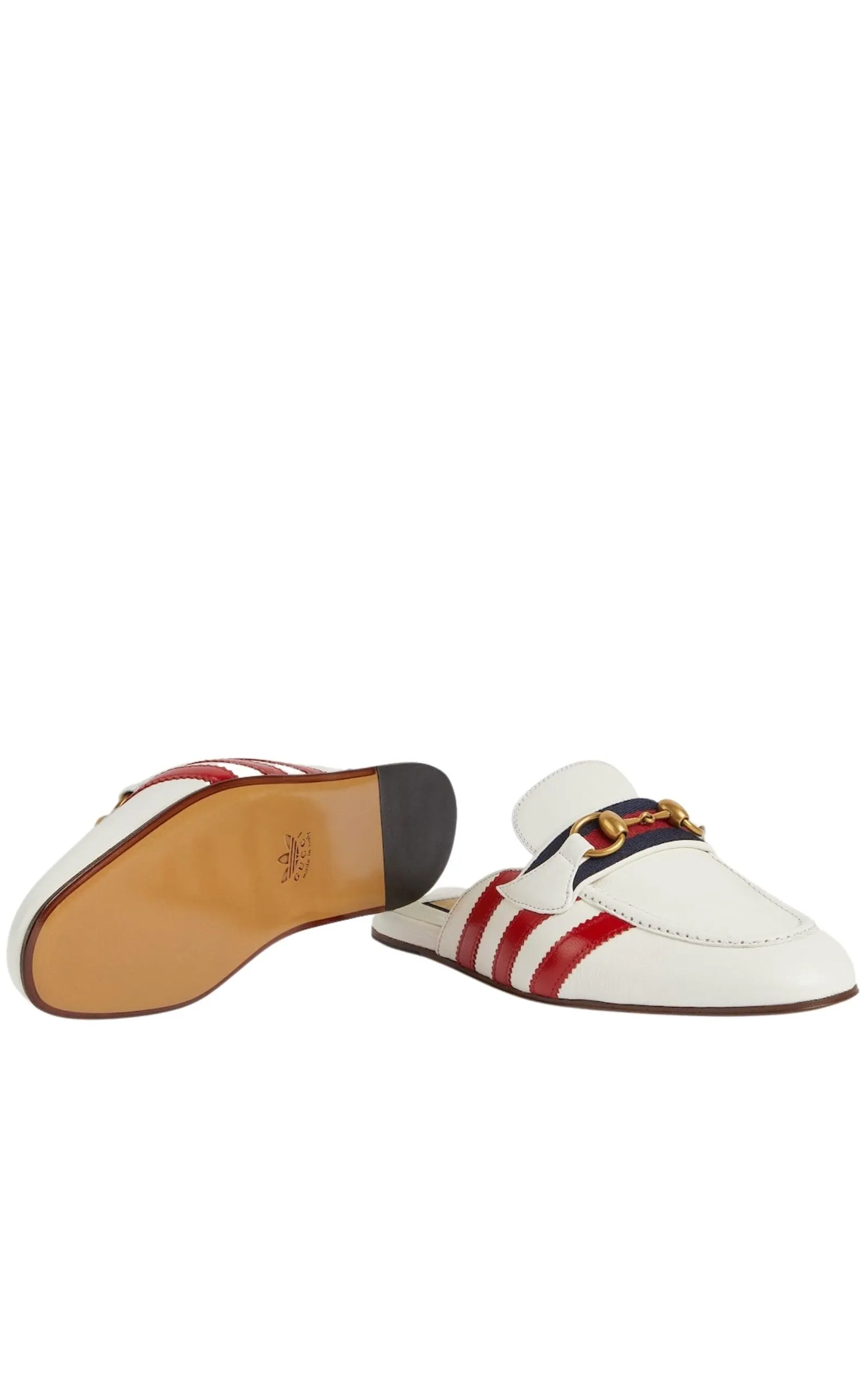 Horsebit x Adidas Leather Slipper in White
