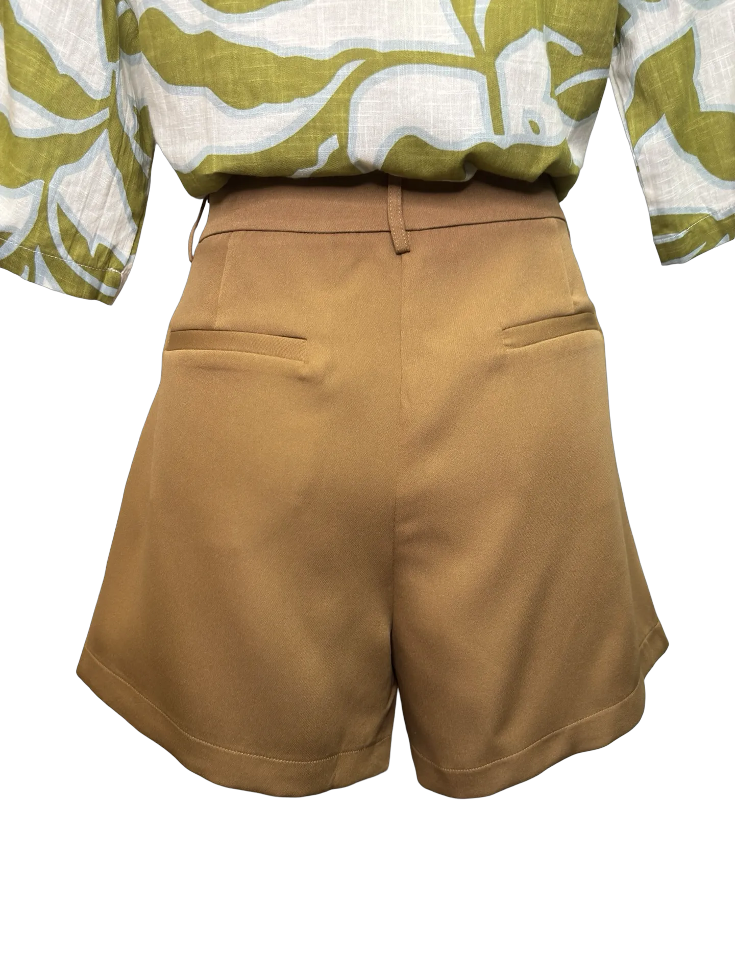Jade Mocha Front Pleated Shorts