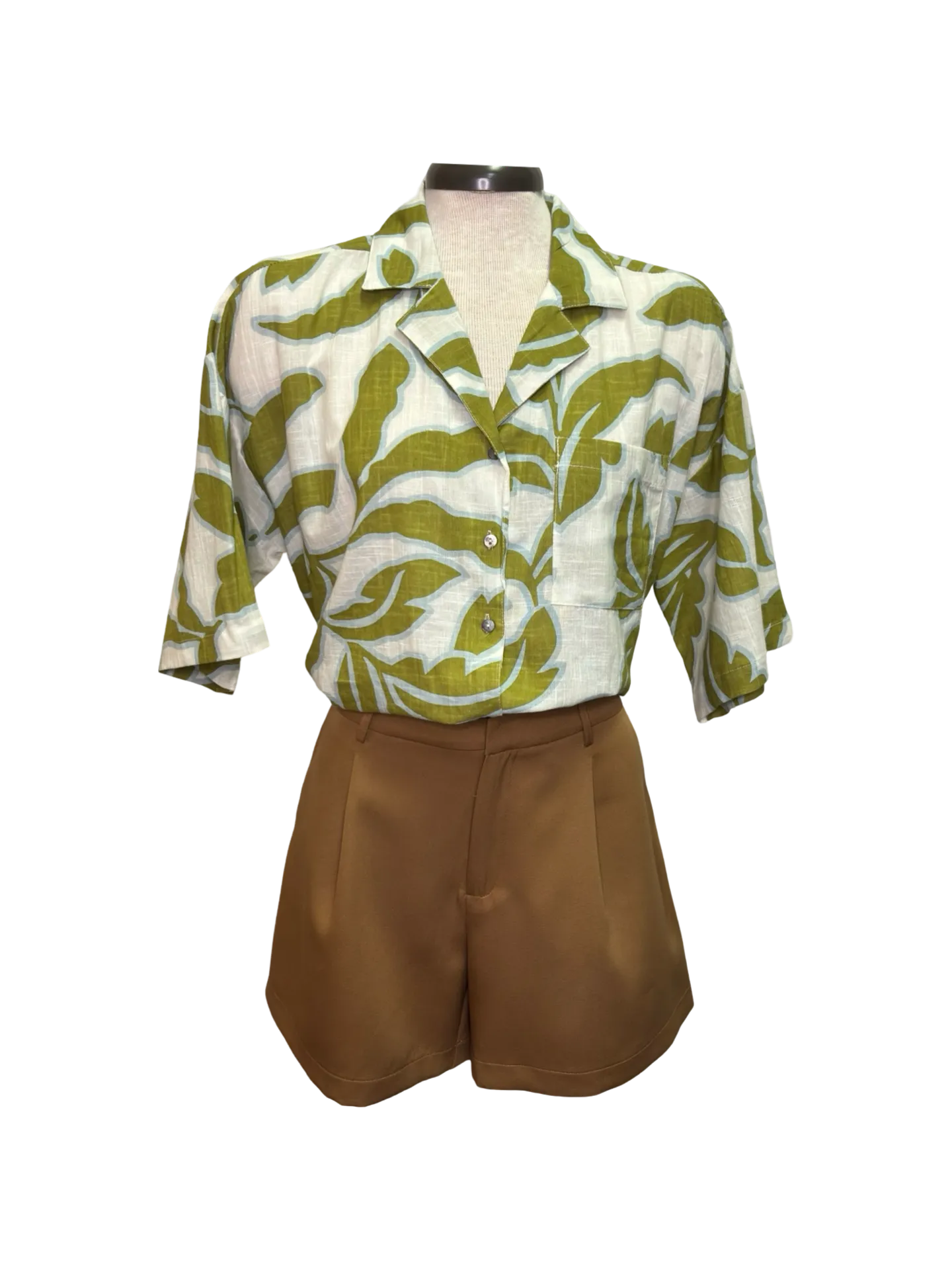 Jade Mocha Front Pleated Shorts