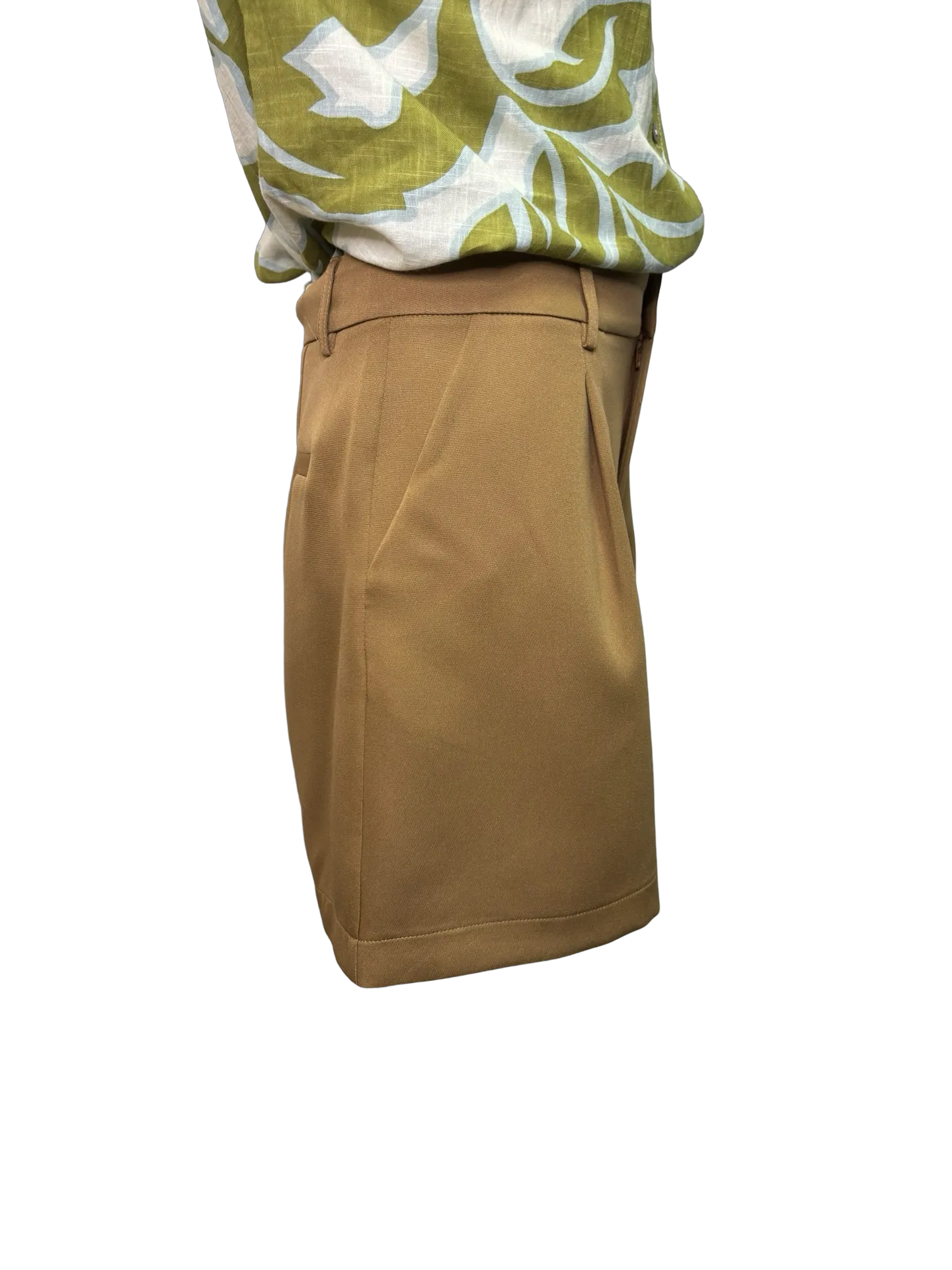 Jade Mocha Front Pleated Shorts