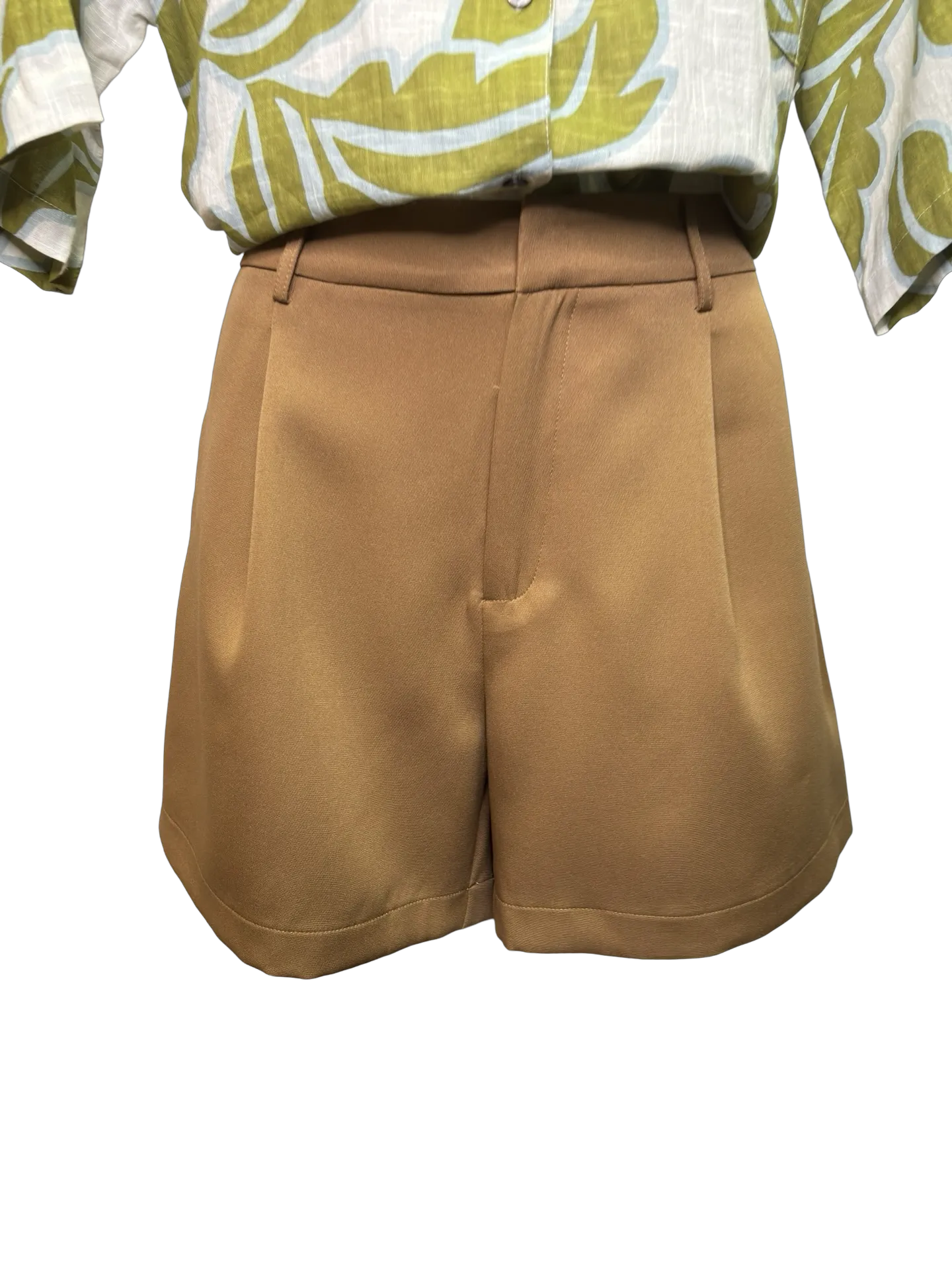 Jade Mocha Front Pleated Shorts