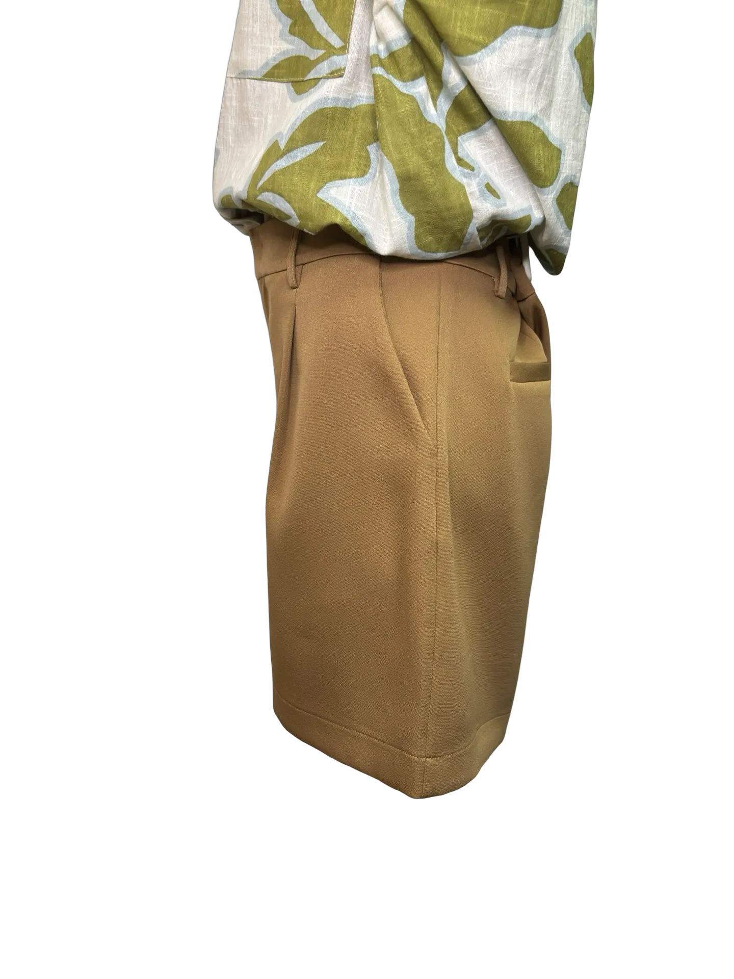 Jade Mocha Front Pleated Shorts