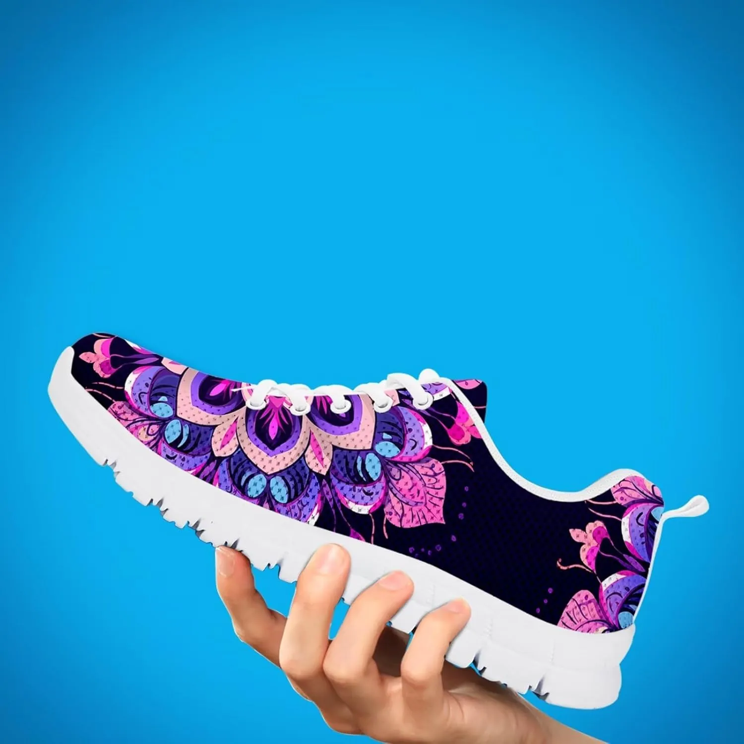 Jeiento Women Trainers Boho Mandala Walking Shoes Fashion Mesh Gym Sports Shoes Sneakers for Women