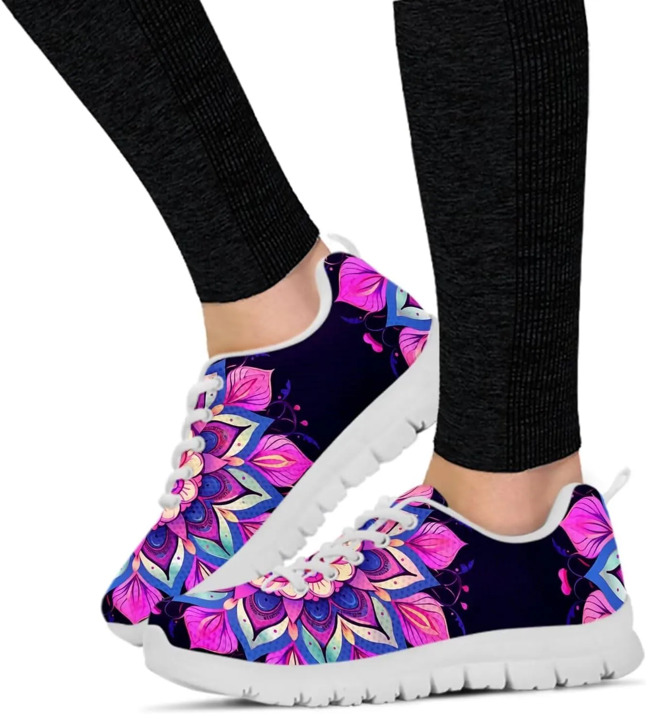 Jeiento Women Trainers Boho Mandala Walking Shoes Fashion Mesh Gym Sports Shoes Sneakers for Women