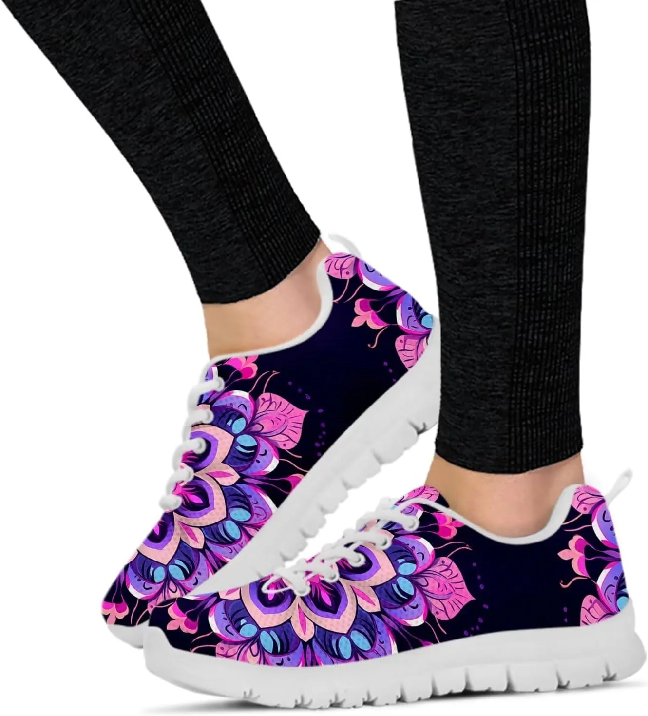 Jeiento Women Trainers Boho Mandala Walking Shoes Fashion Mesh Gym Sports Shoes Sneakers for Women