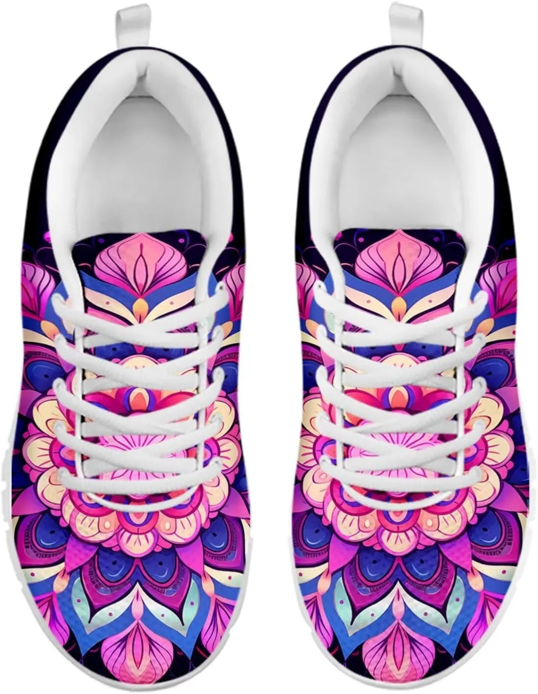 Jeiento Women Trainers Boho Mandala Walking Shoes Fashion Mesh Gym Sports Shoes Sneakers for Women