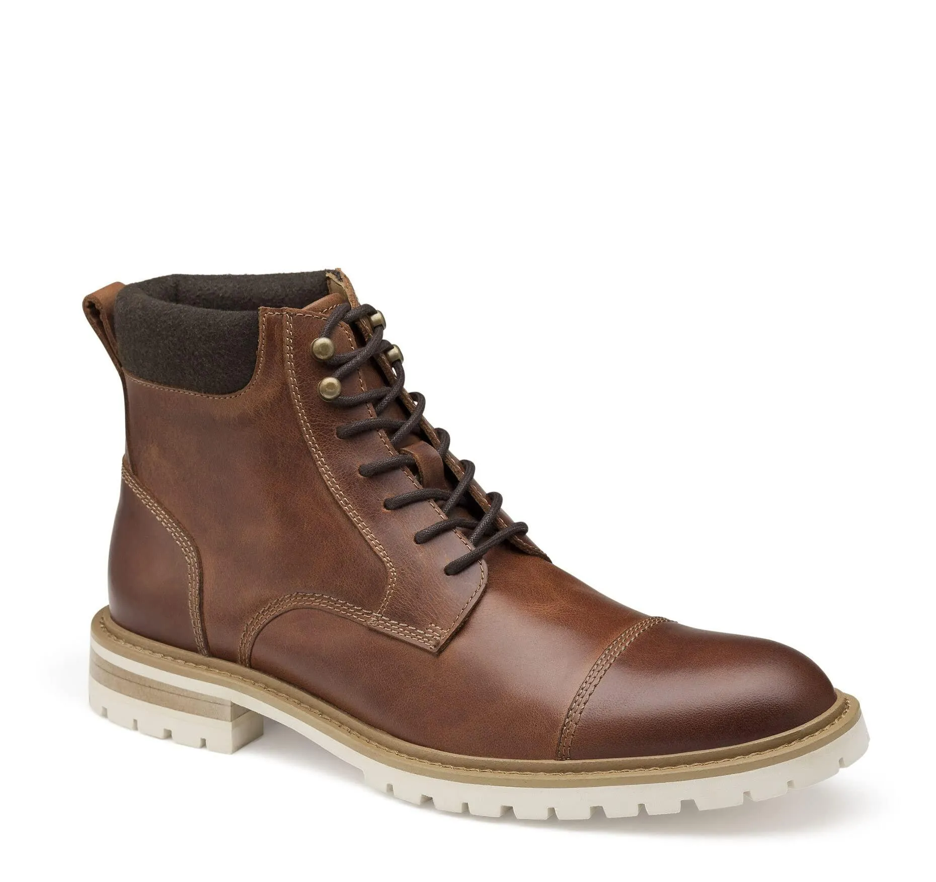 Johnston & Murphy Men's Barrett Size 10 Cognac Full Grain Cap Toe Boots