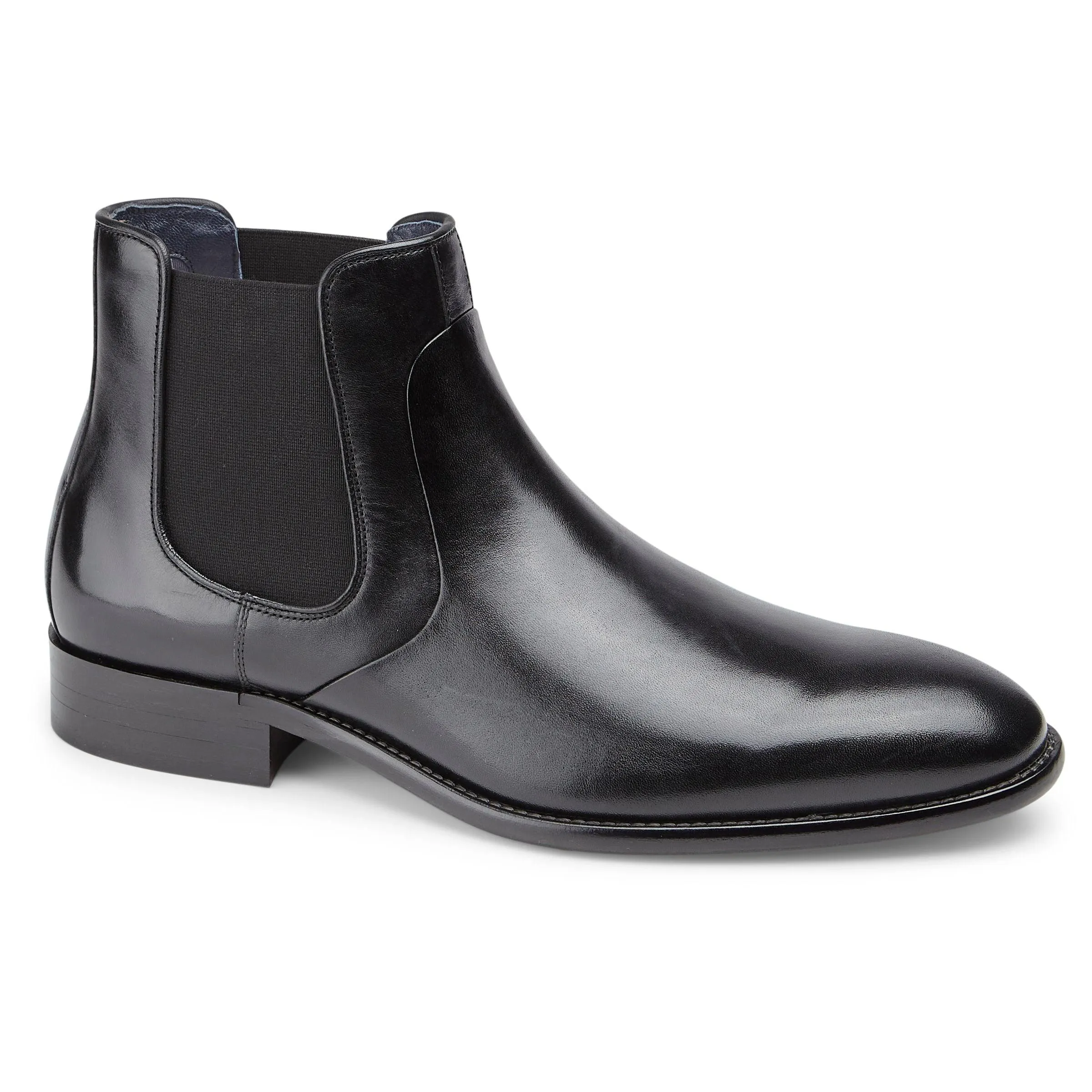 Johnston & Murphy Men's Stockton Size 10 Black Full Grain Chelsea Boots