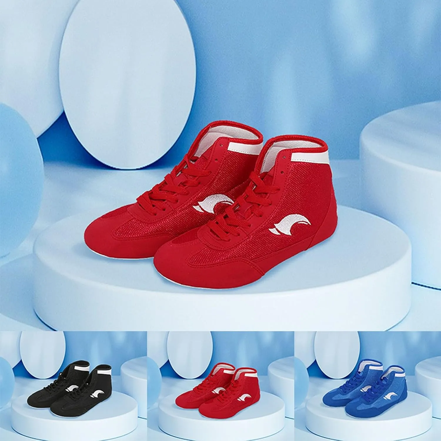 Kids Boys Boxing Shoes High Top Training Wrestling Shoes Long Boots Boxing Shoes Competition Training