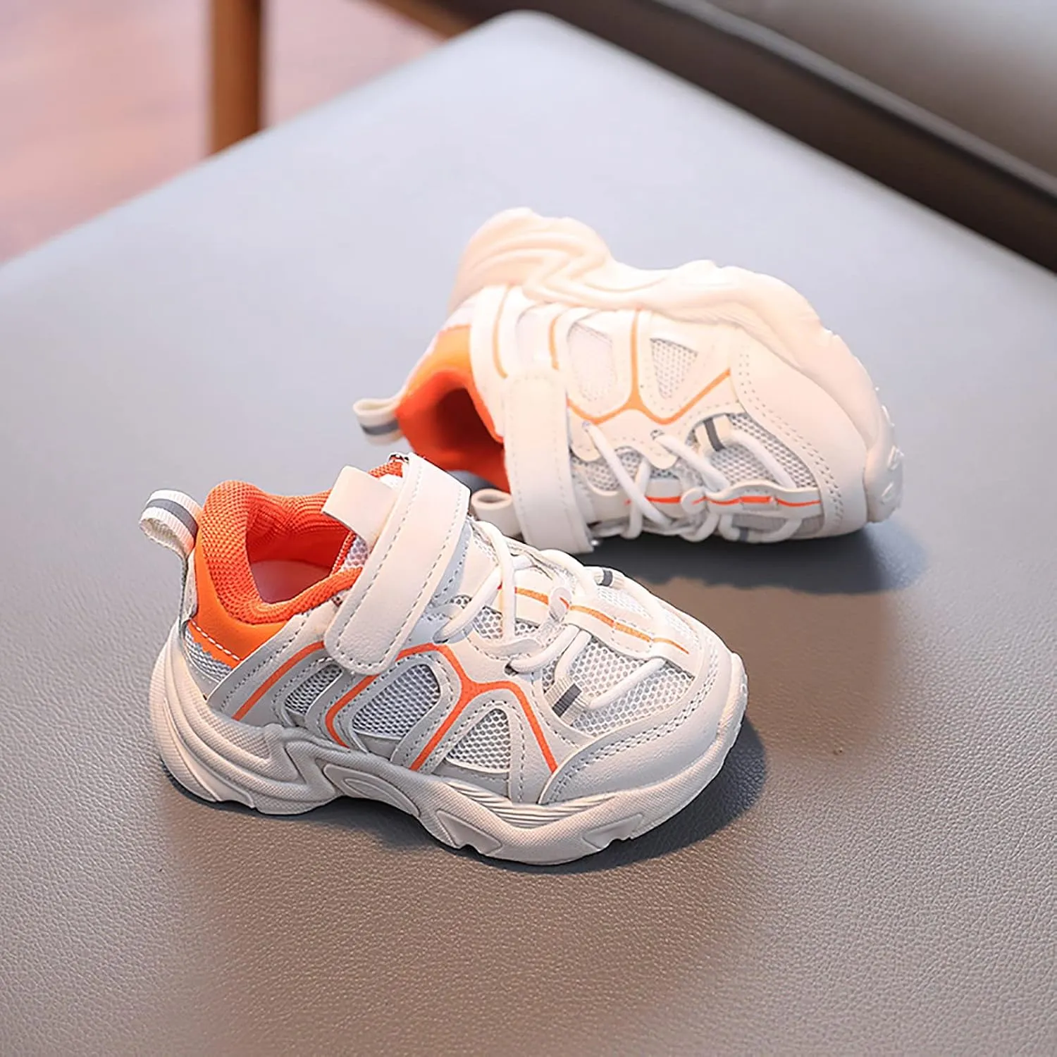 Kids Sneaker with Adjustable Strap, Comfort Support School Running Sport Shoes for Boys Girls Mesh Slip Boots Boys