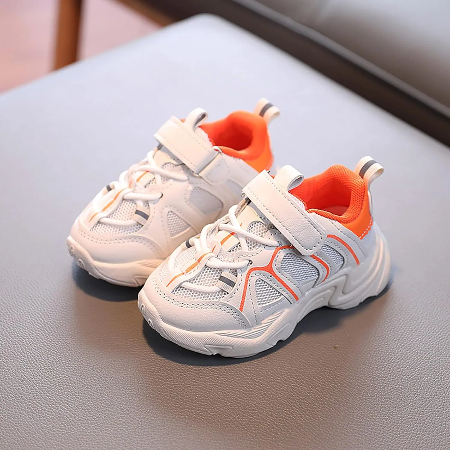 Kids Sneaker with Adjustable Strap, Comfort Support School Running Sport Shoes for Boys Girls Mesh Slip Boots Boys