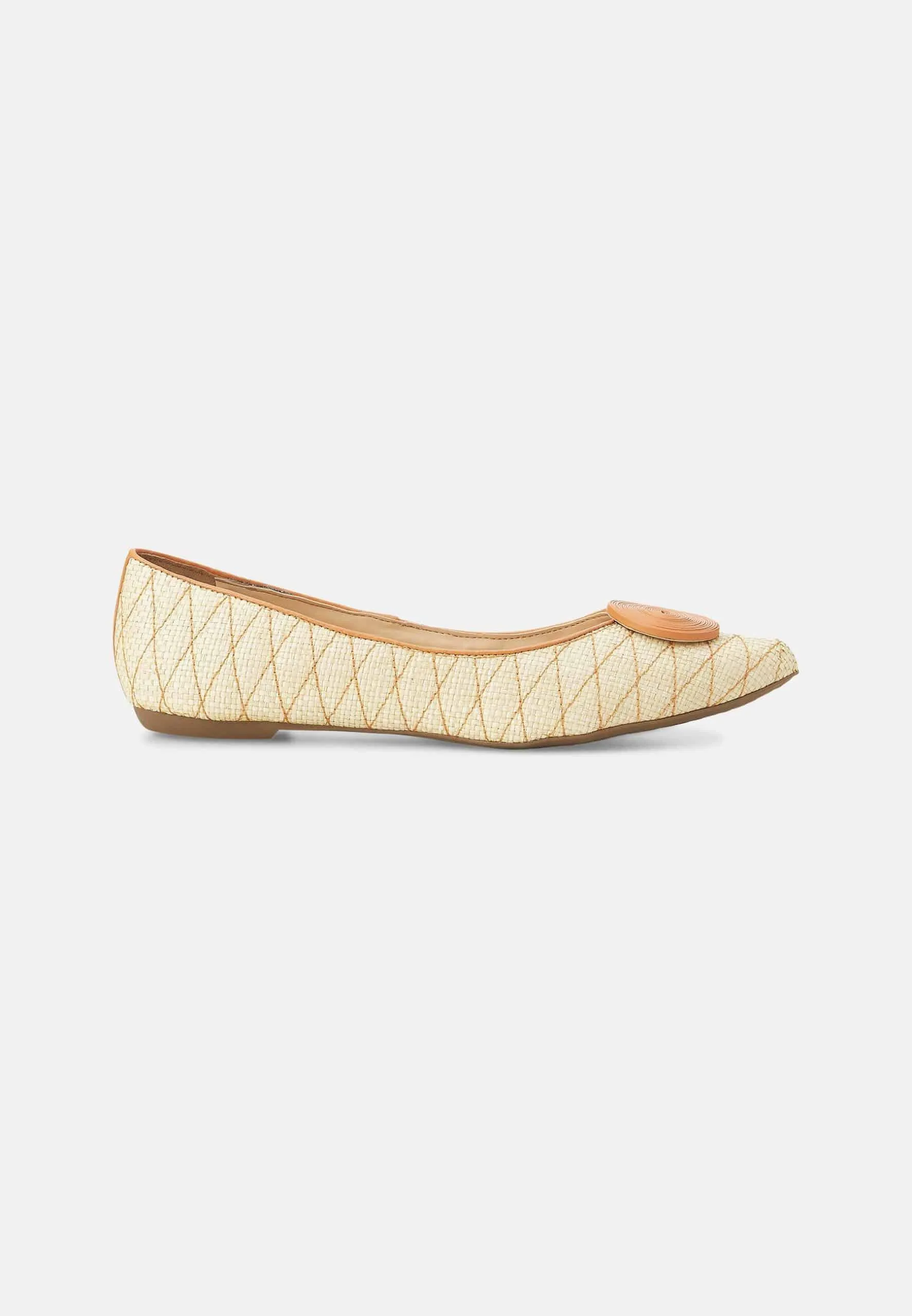 Ladies Flat Light Weight Raffia Ballerina Pumps