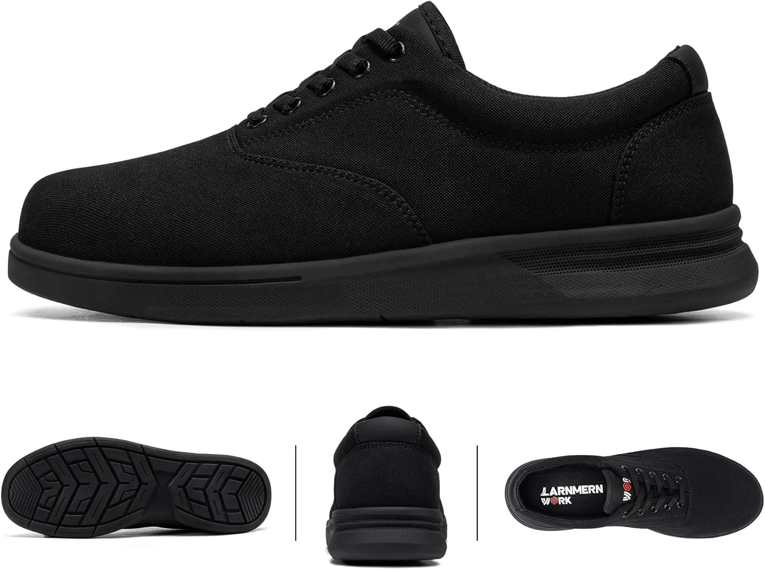 LARNMERN Steel Toe Shoes Men Lightweight Walking Sneakers,Comfortable Slip On Minimalist Shoes