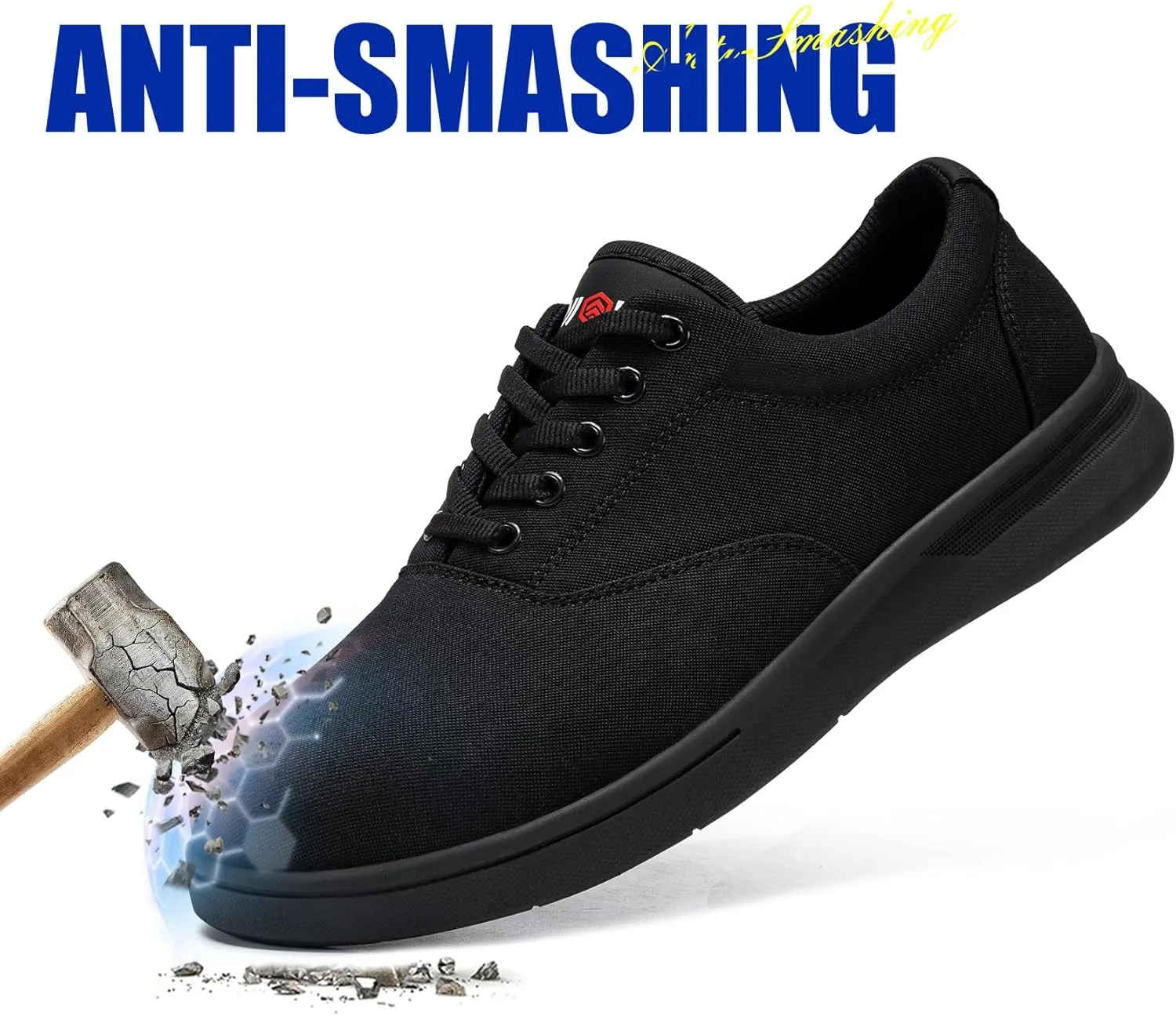 LARNMERN Steel Toe Shoes Men Lightweight Walking Sneakers,Comfortable Slip On Minimalist Shoes