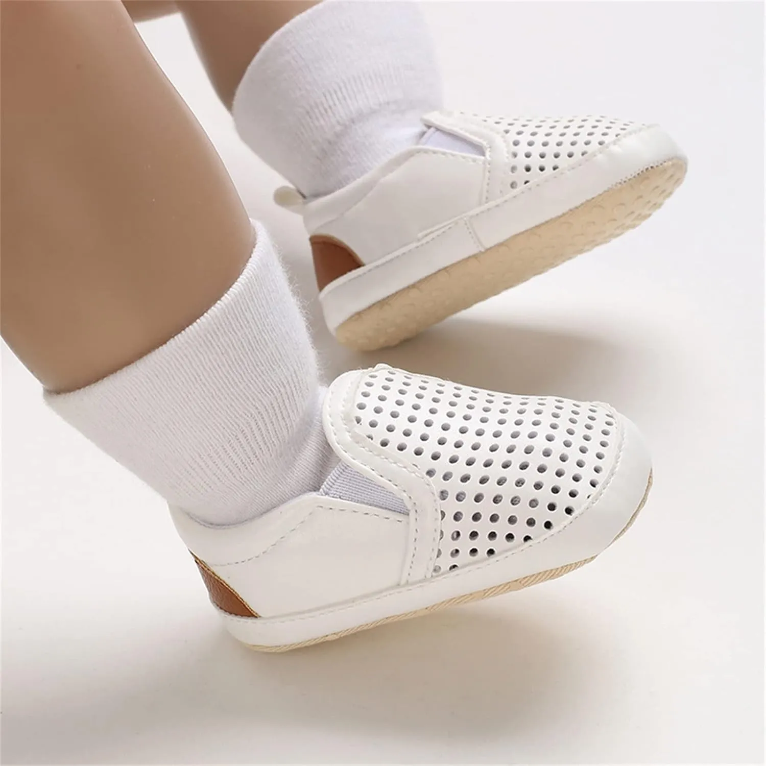 Leather Mesh Hollow First Step Shoes for Infant Toddler Baby Solid Platform Anti Slip Indoor Outdoor Casual Shoes